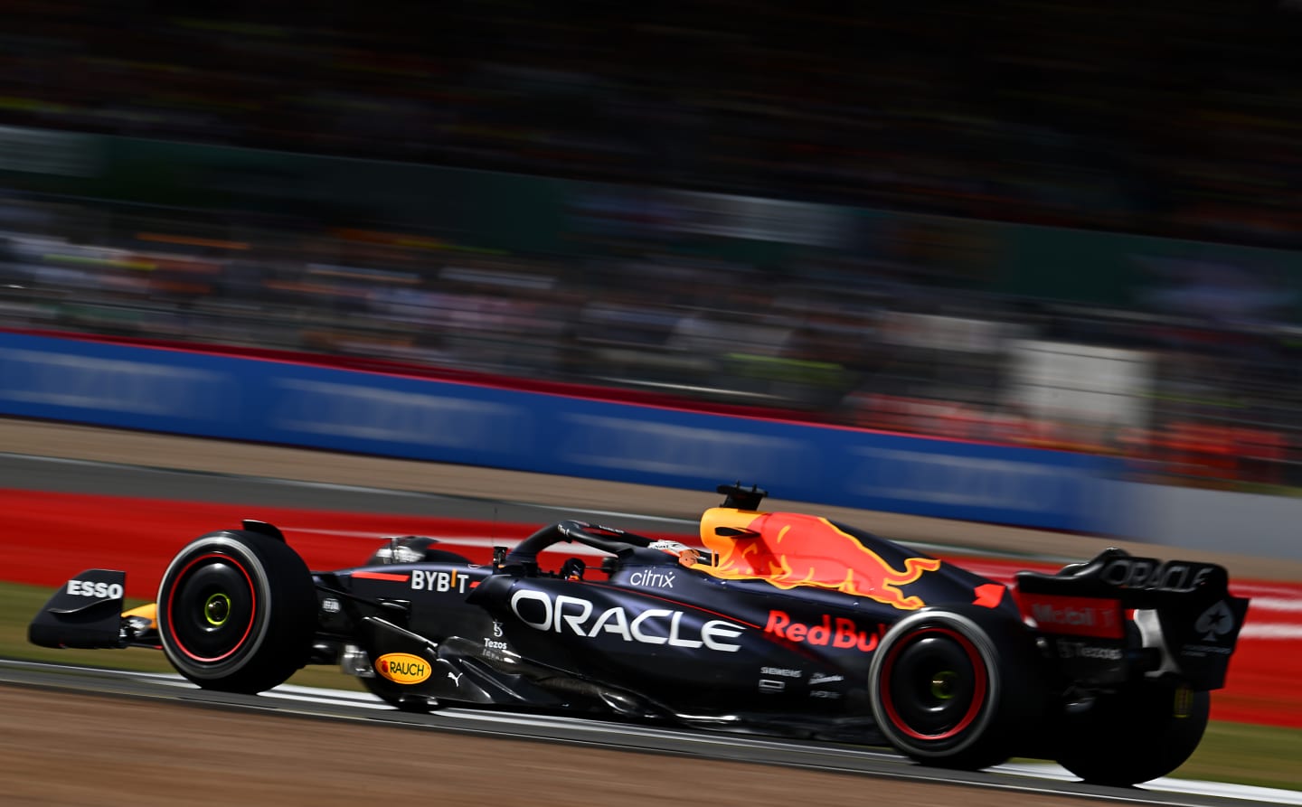 NORTHAMPTON, ENGLAND - JULY 03: Max Verstappen of the Netherlands driving the (1) Oracle Red Bull