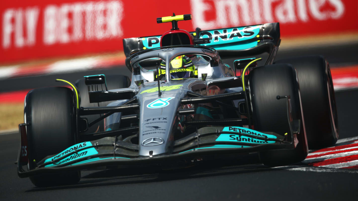BUDAPEST, HUNGARY - JULY 29: Lewis Hamilton of Great Britain driving the (44) Mercedes AMG Petronas
