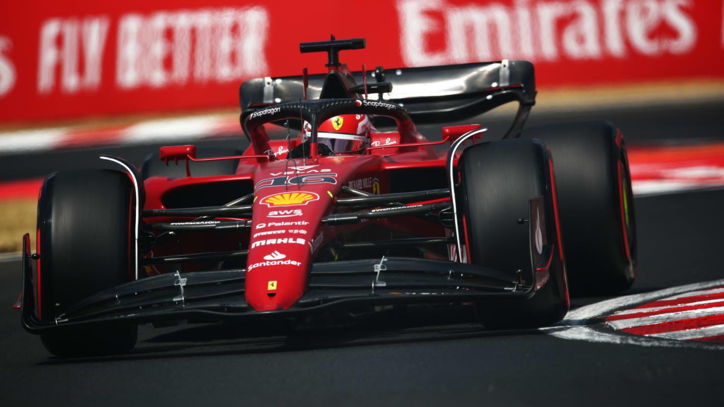 BUDAPEST, HUNGARY - JULY 29: Charles Leclerc of Monaco driving the (16) Ferrari F1-75 on track