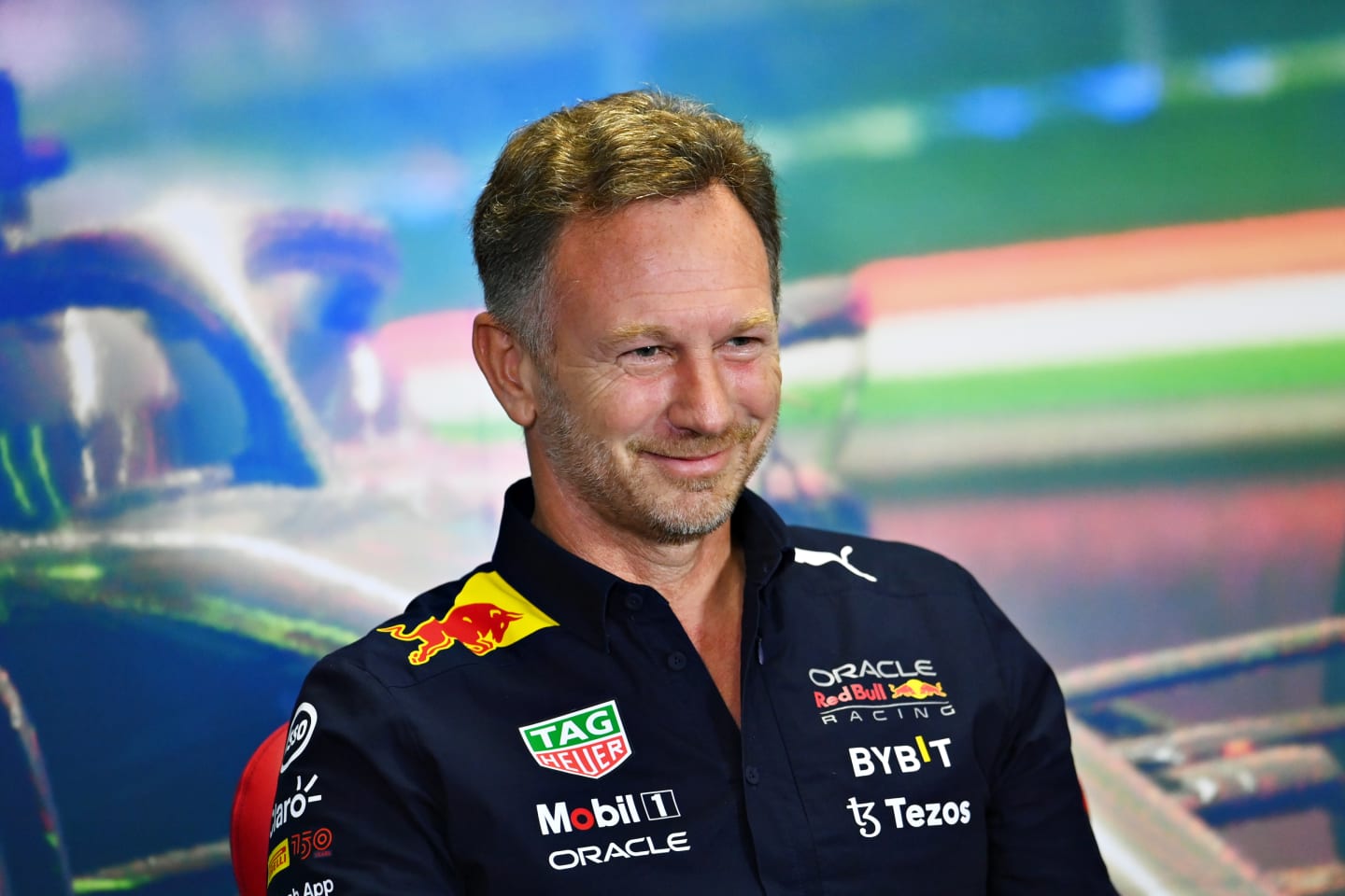 BUDAPEST, HUNGARY - JULY 30: Red Bull Racing Team Principal Christian Horner attends the Team Principals Press Conference prior to final practice ahead of the F1 Grand Prix of Hungary at Hungaroring on July 30, 2022 in Budapest, Hungary. (Photo by Dan Mullan/Getty Images)