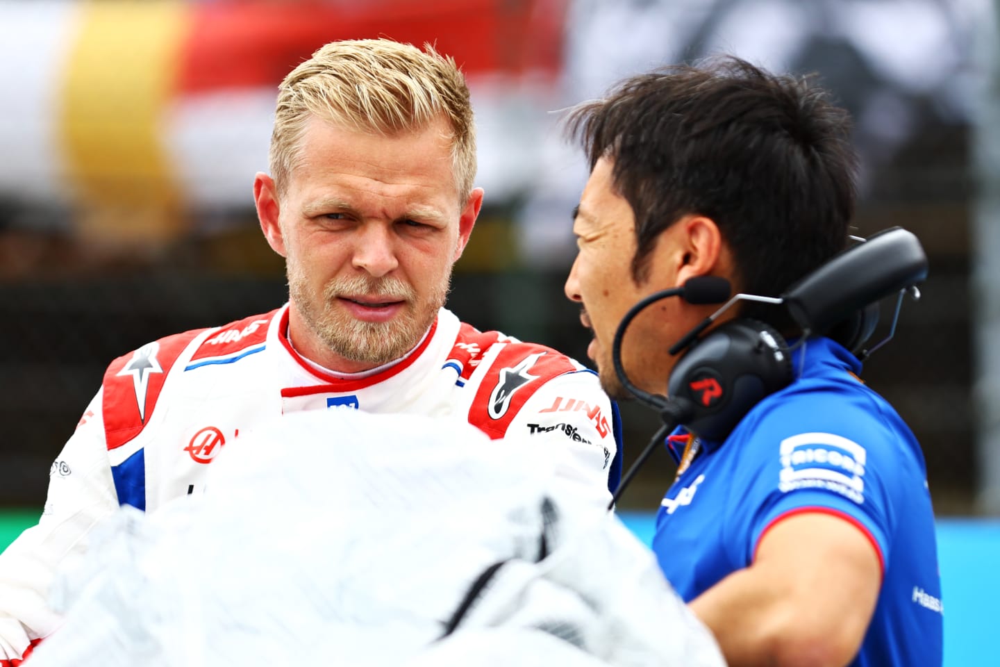 BUDAPEST, HUNGARY - JULY 31: Kevin Magnussen of Denmark and Haas F1 prepares to drive on the grid during the F1 Grand Prix of Hungary at Hungaroring on July 31, 2022 in Budapest, Hungary. (Photo by Mark Thompson/Getty Images)