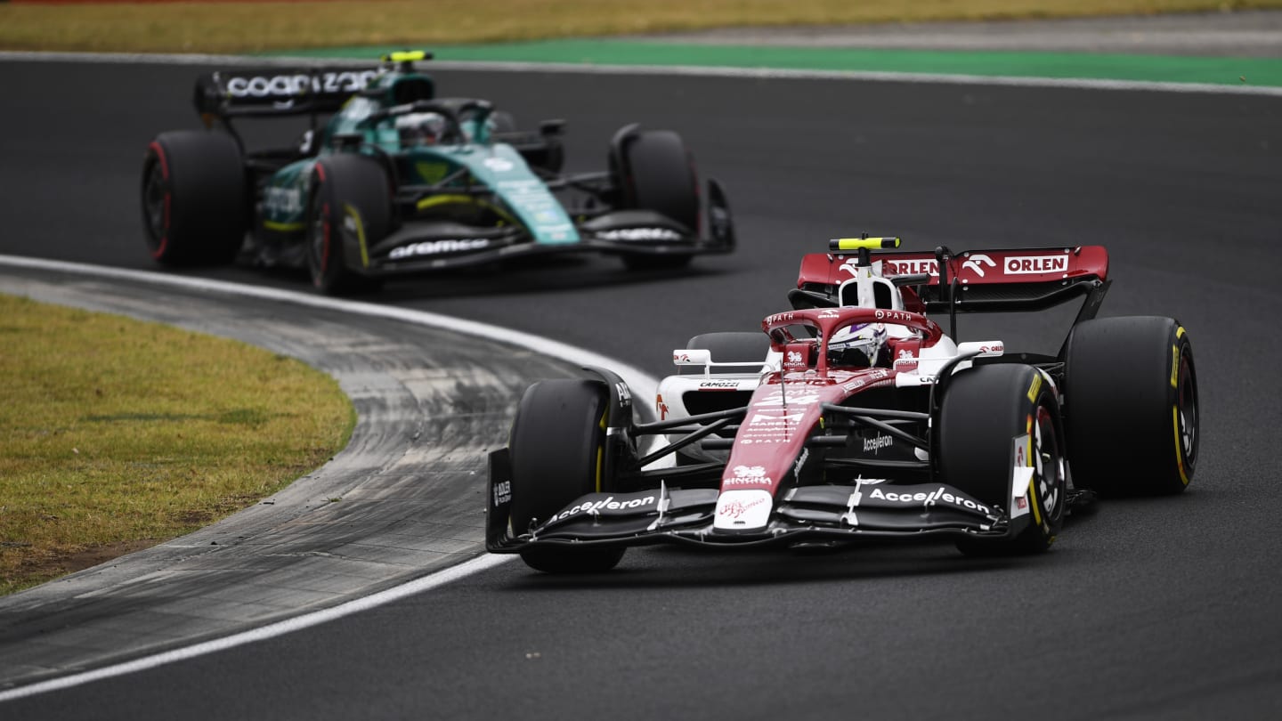 BUDAPEST, HUNGARY - JULY 31: Zhou Guanyu of China driving the (24) Alfa Romeo F1 C42 Ferrari on