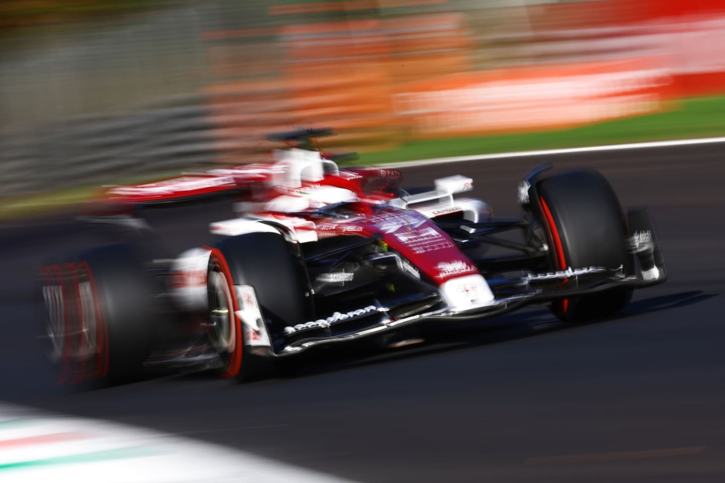 MONZA, ITALY - SEPTEMBER 09: Valtteri Bottas of Finland driving the (77) Alfa Romeo F1 C42 Ferrari on track during practice ahead of the F1 Grand Prix of Italy at Autodromo Nazionale Monza on September 09, 2022 in Monza, Italy. (Photo by Mark Thompson/Getty Images)
