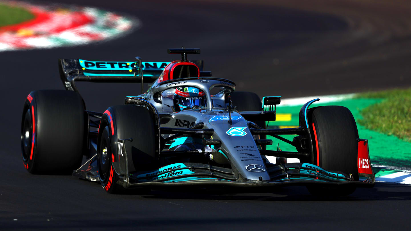 MONZA, ITALY - SEPTEMBER 09: George Russell of Great Britain driving the (63) Mercedes AMG Petronas