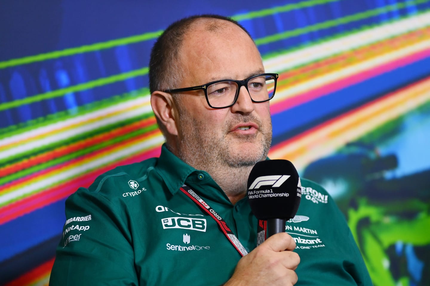 MONZA, ITALY - SEPTEMBER 10: Tom McCullough, Performance Director at Aston Martin F1 Team, attends the Team Principals Press Conference prior to final practice ahead of the F1 Grand Prix of Italy at Autodromo Nazionale Monza on September 10, 2022 in Monza, Italy. (Photo by Dan Mullan/Getty Images)