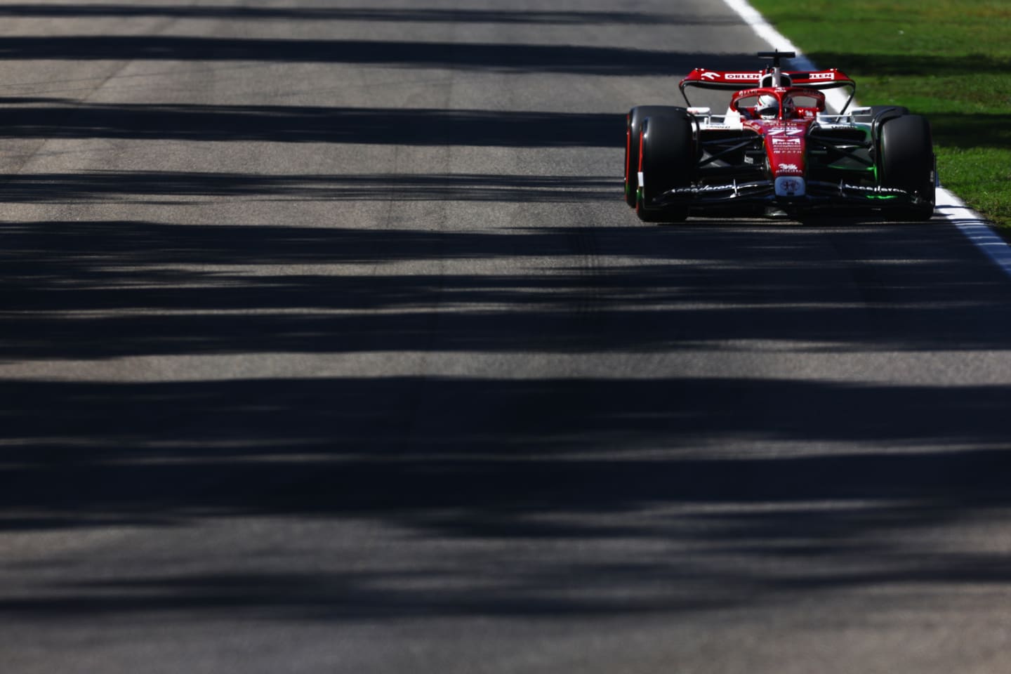 MONZA, ITALY - SEPTEMBER 10: Valtteri Bottas of Finland driving the (77) Alfa Romeo F1 C42 Ferrari on track during final practice ahead of the F1 Grand Prix of Italy at Autodromo Nazionale Monza on September 10, 2022 in Monza, Italy. (Photo by Mark Thompson/Getty Images)