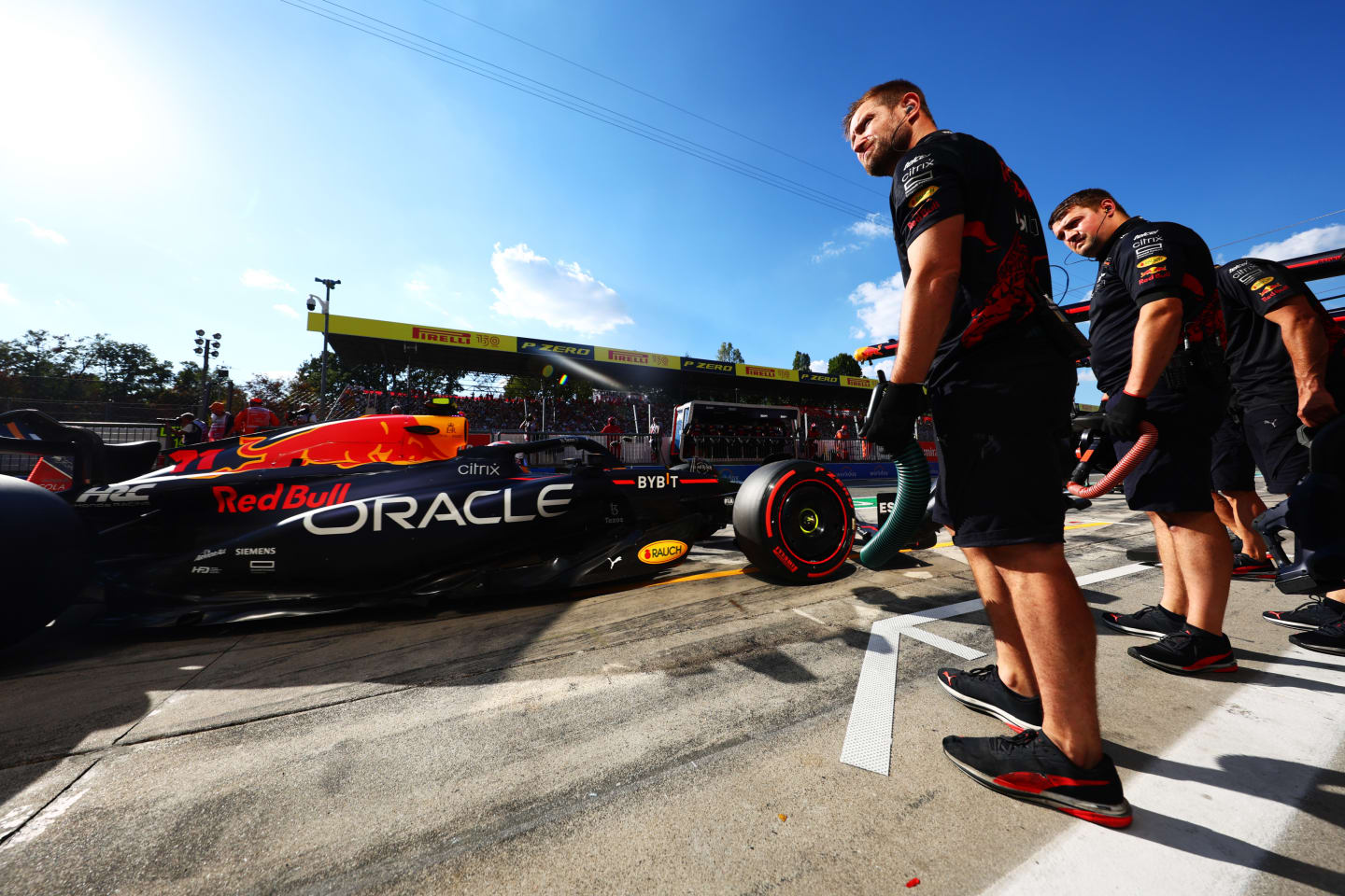 MONZA, ITALY - SEPTEMBER 10: Sergio Perez of Mexico driving the (11) Oracle Red Bull Racing RB18