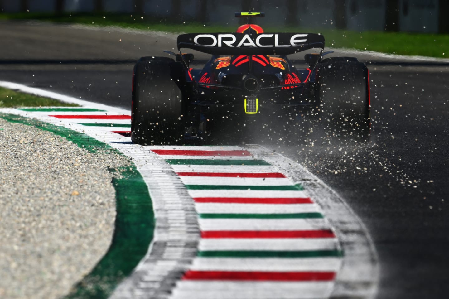 MONZA, ITALY - SEPTEMBER 10: Sergio Perez of Mexico driving the (11) Oracle Red Bull Racing RB18 on track during qualifying ahead of the F1 Grand Prix of Italy at Autodromo Nazionale Monza on September 10, 2022 in Monza, Italy. (Photo by Clive Mason/Getty Images)