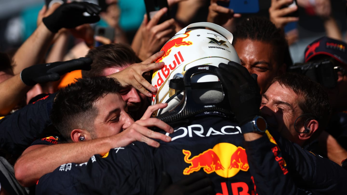 MONZA, ITALY - SEPTEMBER 11: Race winner Max Verstappen of the Netherlands and Oracle Red Bull