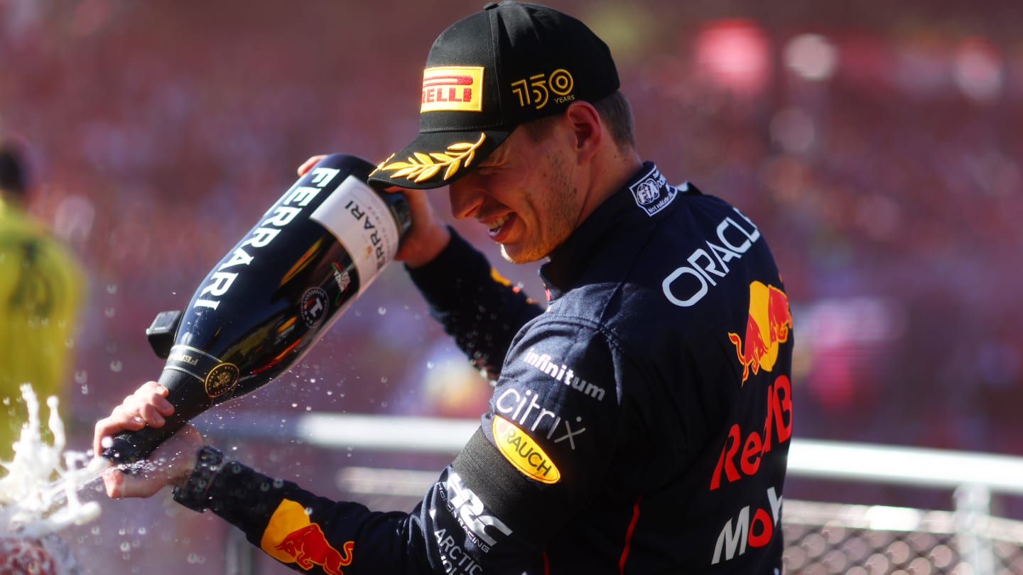 MONZA, ITALY - SEPTEMBER 11: Race winner Max Verstappen of the Netherlands and Oracle Red Bull