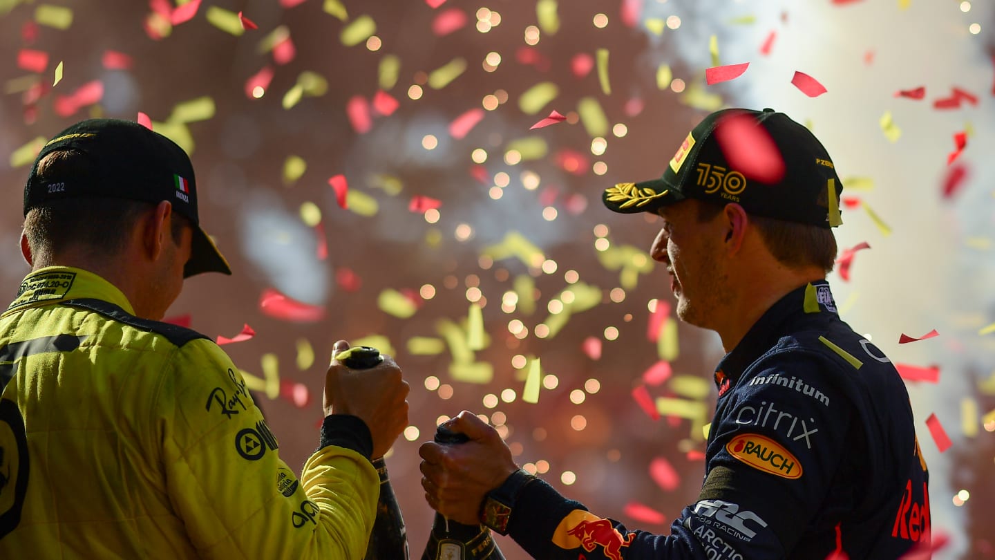 MONZA, ITALY - SEPTEMBER 11: Race winner Max Verstappen of the Netherlands and Oracle Red Bull