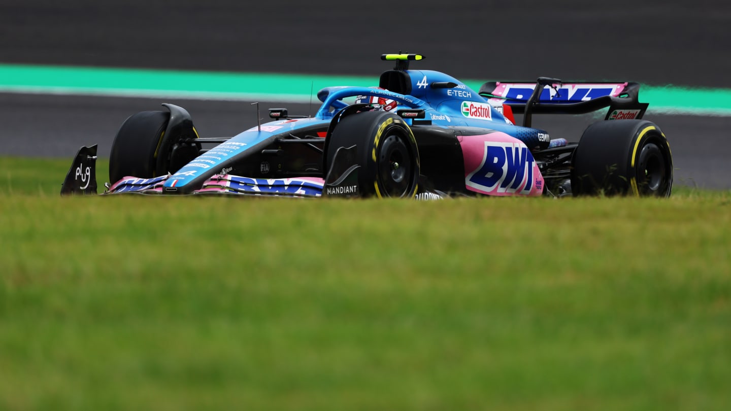 SUZUKA, JAPAN - OCTOBER 08: Esteban Ocon of France driving the (31) Alpine F1 A522 Renault on track during final practice ahead of the F1 Grand Prix of Japan at Suzuka International Racing Course on October 08, 2022 in Suzuka, Japan. (Photo by Bryn Lennon - Formula 1/Formula 1 via Getty Images)