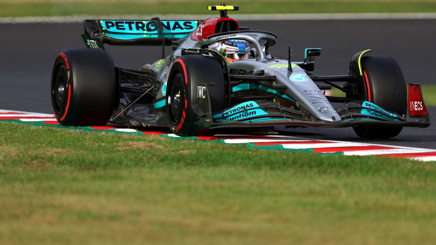 SUZUKA, JAPAN - OCTOBER 08: Lewis Hamilton of Great Britain driving the (44) Mercedes AMG Petronas