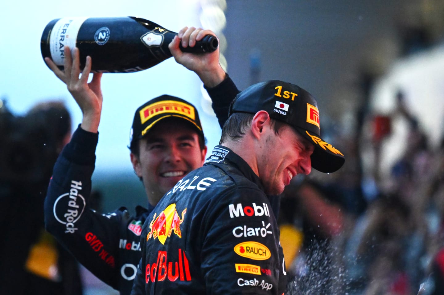 SUZUKA, JAPAN - OCTOBER 09: Race winner and 2022 F1 World Drivers Champion Max Verstappen of