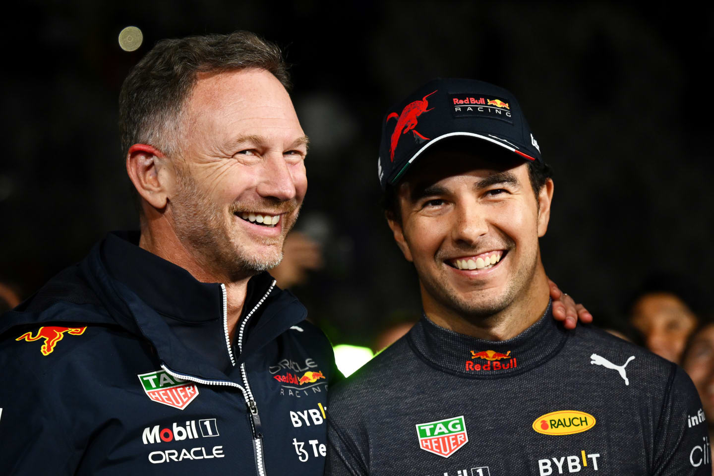 SUZUKA, JAPAN - OCTOBER 09: Red Bull Racing Team Principal Christian Horner and Second placed