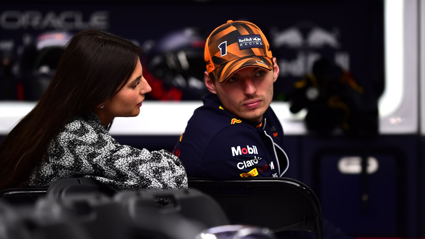 SUZUKA, JAPAN - OCTOBER 09: Max Verstappen of the Netherlands and Oracle Red Bull Racing talks with