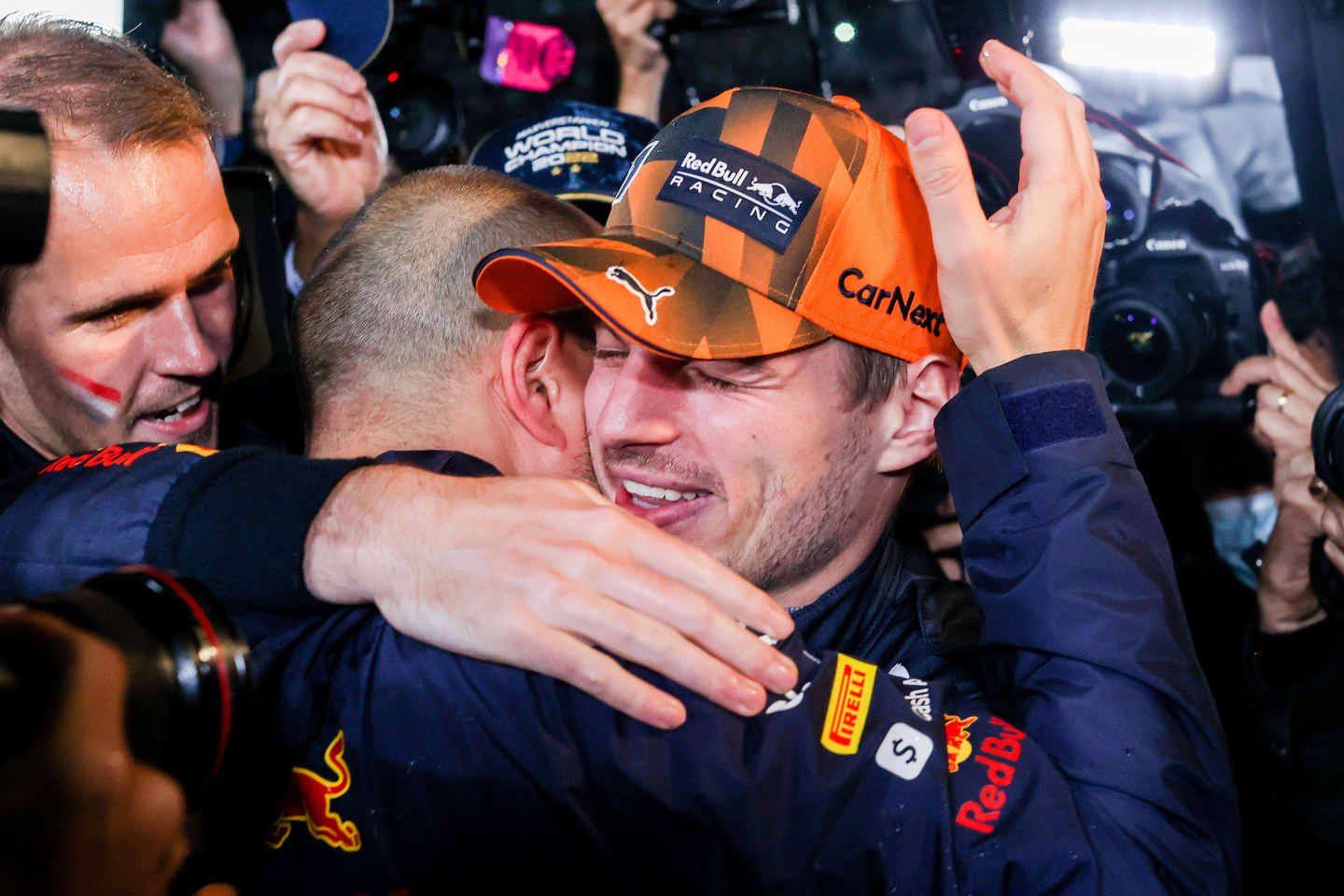 SUZUKA, JAPAN - OCTOBER 09: Max Verstappen of Red Bull Racing and The Netherlands celebrates