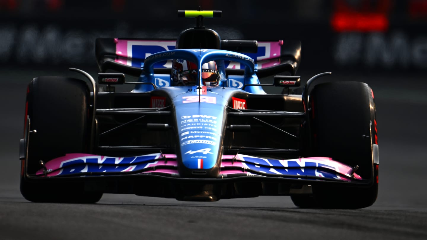 MEXICO CITY, MEXICO - OCTOBER 28: Esteban Ocon of France driving the (31) Alpine F1 A522 Renault on track during practice ahead of the F1 Grand Prix of Mexico at Autodromo Hermanos Rodriguez on October 28, 2022 in Mexico City, Mexico. (Photo by Clive Mason - Formula 1/Formula 1 via Getty Images)