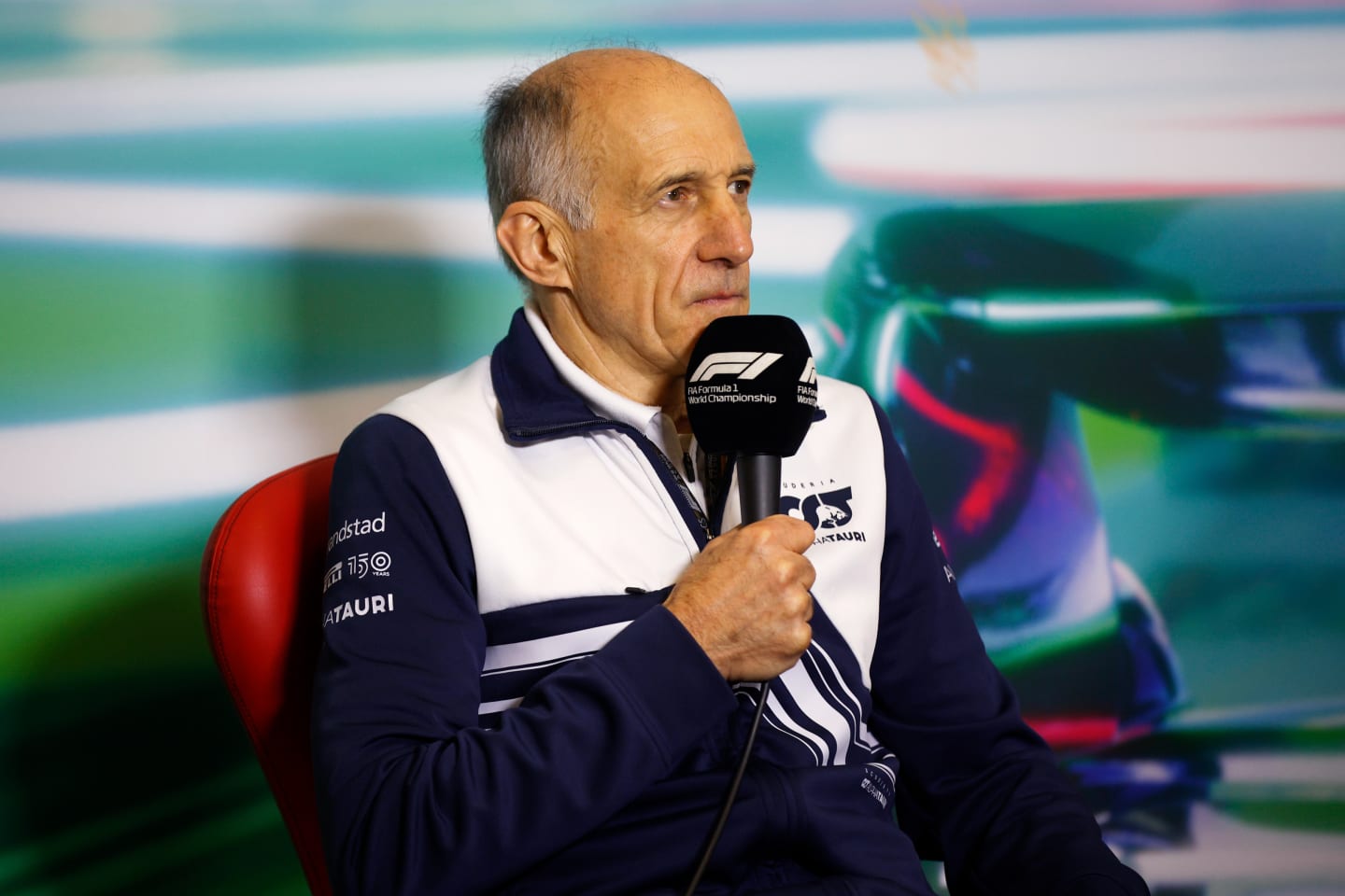 MEXICO CITY, MEXICO - OCTOBER 29: Scuderia AlphaTauri Team Principal Franz Tost attends the Team Principals Press Conference prior to final practice ahead of the F1 Grand Prix of Mexico at Autodromo Hermanos Rodriguez on October 29, 2022 in Mexico City, Mexico. (Photo by Chris Graythen/Getty Images)