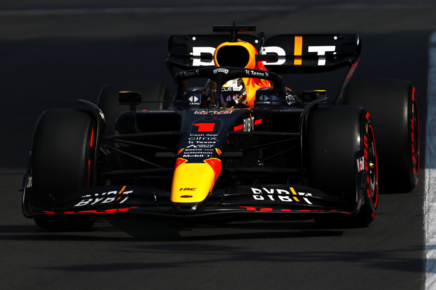MEXICO CITY, MEXICO - OCTOBER 29: Max Verstappen of the Netherlands driving the (1) Oracle Red Bull