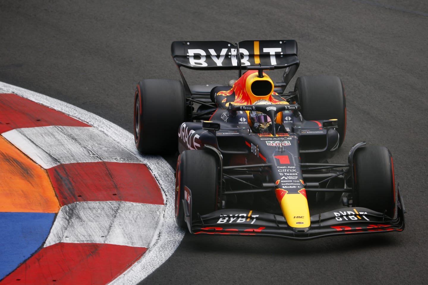 MEXICO CITY, MEXICO - OCTOBER 30: Max Verstappen of the Netherlands driving the (1) Oracle Red Bull