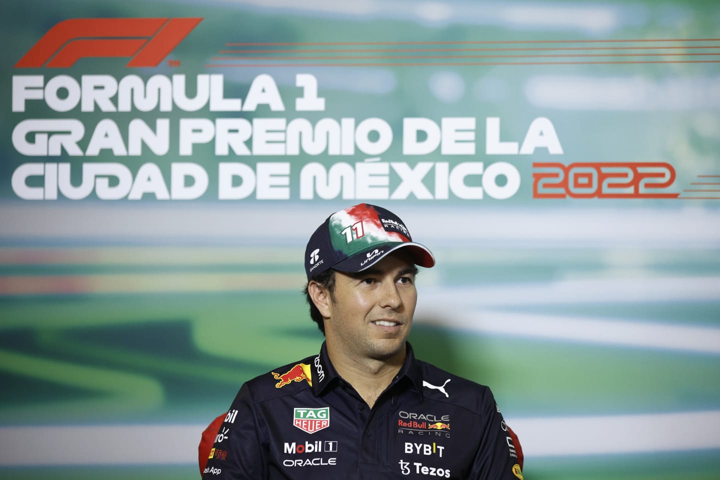 MEXICO CITY, MEXICO - OCTOBER 27: Sergio Perez of Mexico and Oracle Red Bull Racing attends the Drivers Press Conference during previews ahead of the F1 Grand Prix of Mexico at Autodromo Hermanos Rodriguez on October 27, 2022 in Mexico City, Mexico. (Photo by Jared C. Tilton/Getty Images)