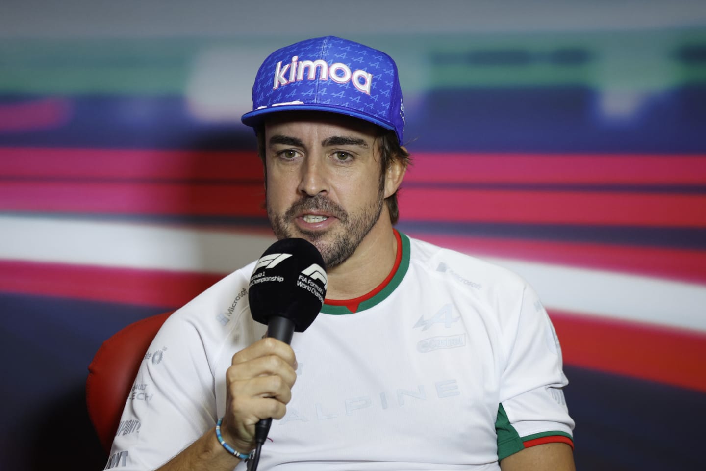 MEXICO CITY, MEXICO - OCTOBER 27: Fernando Alonso of Spain and Alpine F1 attends the Drivers Press Conference during previews ahead of the F1 Grand Prix of Mexico at Autodromo Hermanos Rodriguez on October 27, 2022 in Mexico City, Mexico. (Photo by Jared C. Tilton/Getty Images)