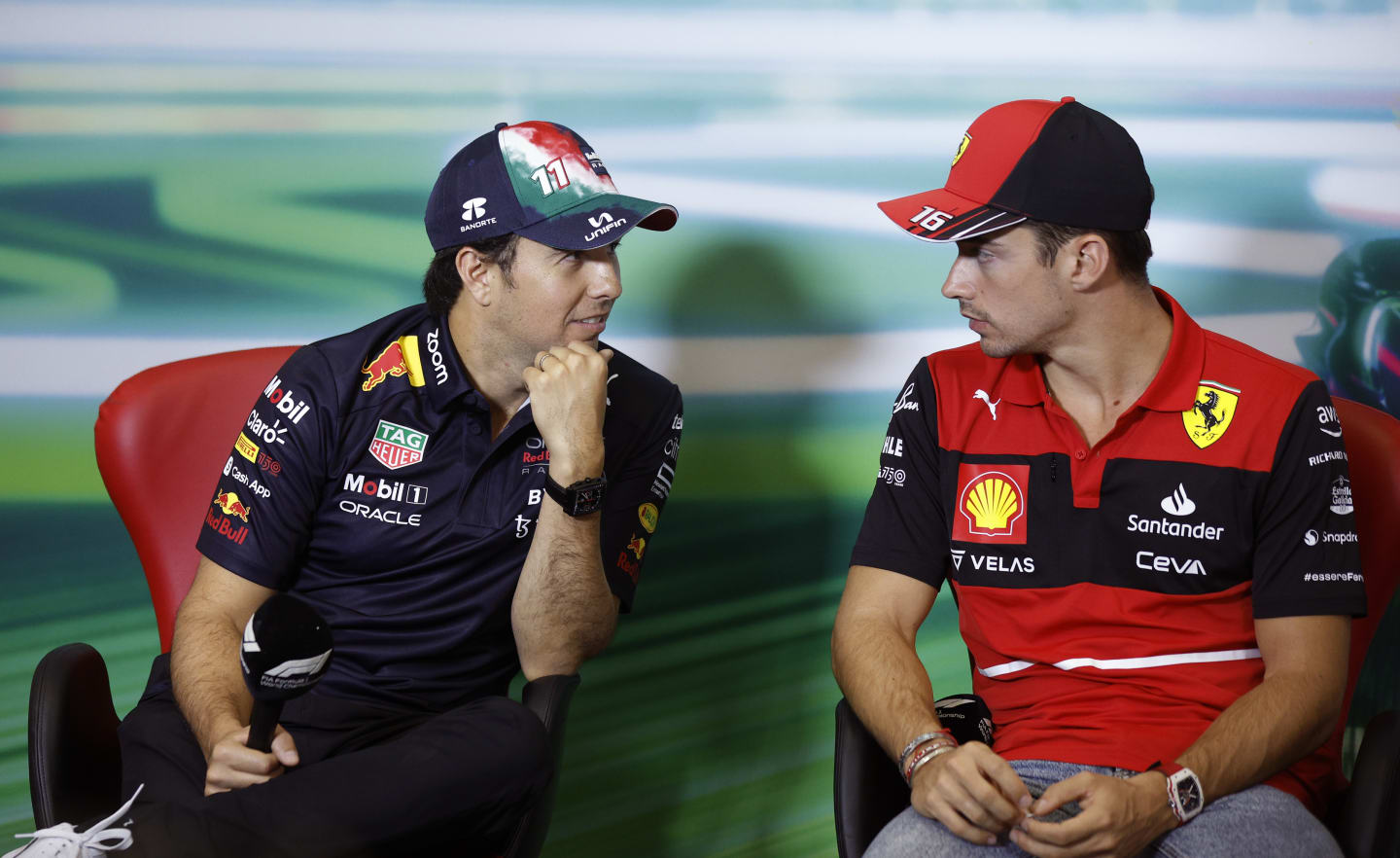 MEXICO CITY, MEXICO - OCTOBER 27: Sergio Perez of Mexico and Oracle Red Bull Racing and Charles