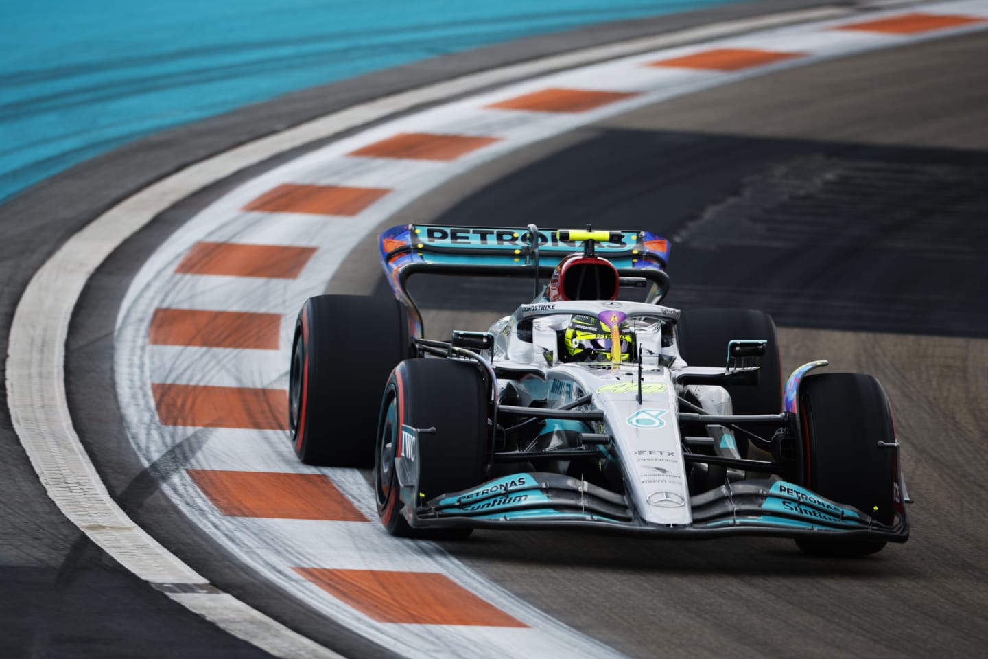 MIAMI, FLORIDA - MAY 06: Lewis Hamilton of Great Britain driving the (44) Mercedes AMG Petronas F1