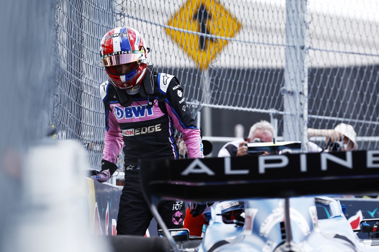 MIAMI, FLORIDA - MAY 07: Esteban Ocon of France and Alpine F1 walks from his car after a crash