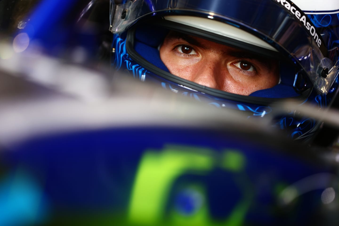 MIAMI, FLORIDA - MAY 07: Nicholas Latifi of Canada and Williams prepares to drive in the garage during final practice ahead of the F1 Grand Prix of Miami at the Miami International Autodrome on May 07, 2022 in Miami, Florida. (Photo by Mark Thompson/Getty Images)