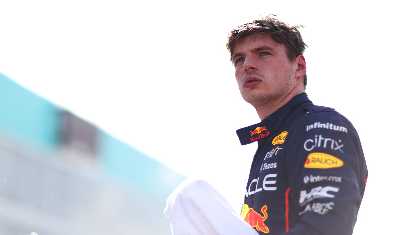 MIAMI, FLORIDA - MAY 07: Third placed qualifier Max Verstappen of the Netherlands and Oracle Red