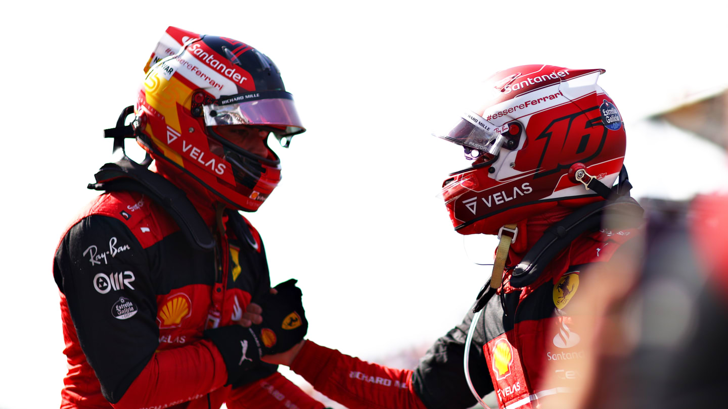 MIAMI, FLORIDA - MAY 07: Pole position qualifier Charles Leclerc of Monaco and Ferrari and Second