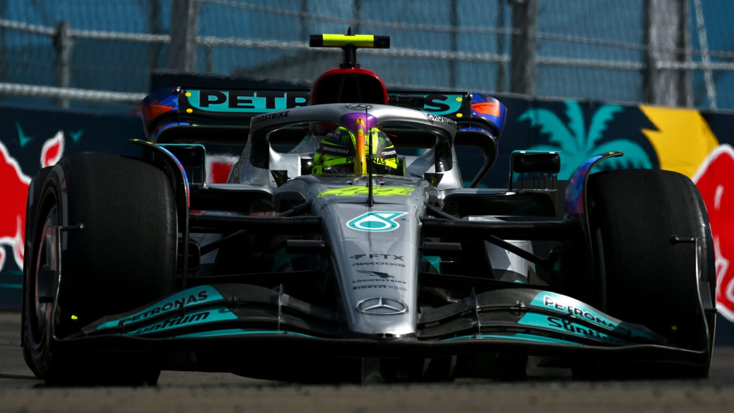 MIAMI, FLORIDA - MAY 08: Lewis Hamilton of Great Britain driving the (44) Mercedes AMG Petronas F1