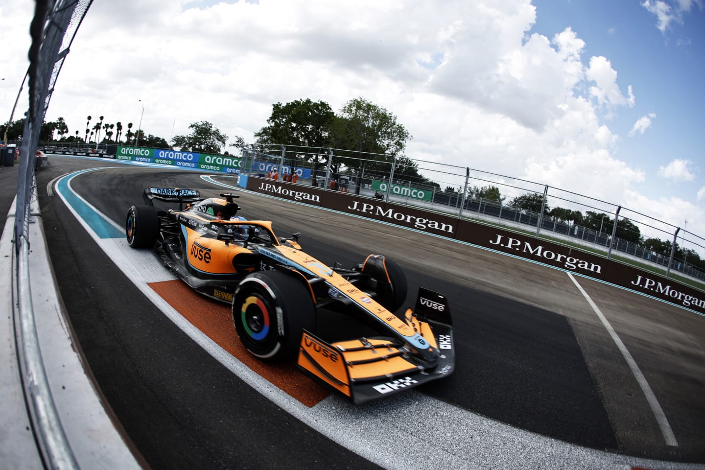 MIAMI, FLORIDA - MAY 08: Daniel Ricciardo of Australia driving the (3) McLaren MCL36 Mercedes on