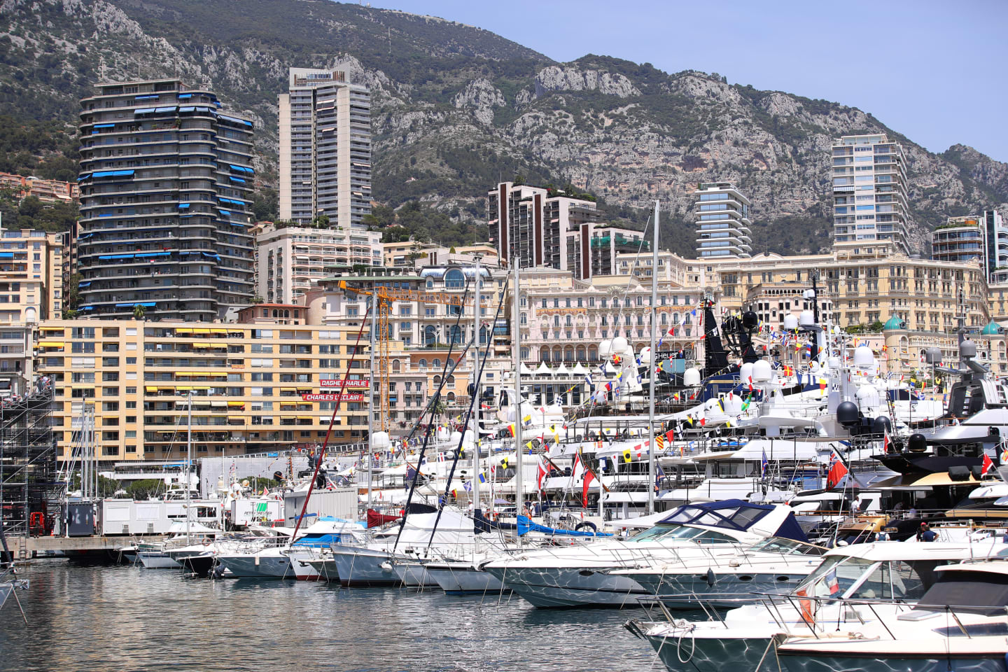 MONTE-CARLO, MONACO - MAY 27: A general view of boats in the harbour during practice ahead of the