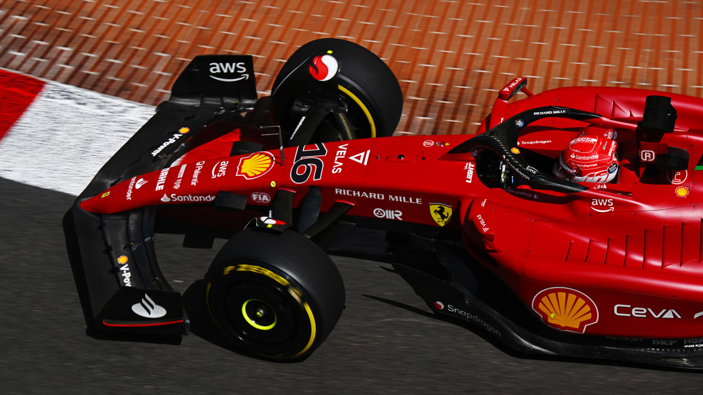 MONTE-CARLO, MONACO - MAY 27: Charles Leclerc of Monaco driving the (16) Ferrari F1-75 on track