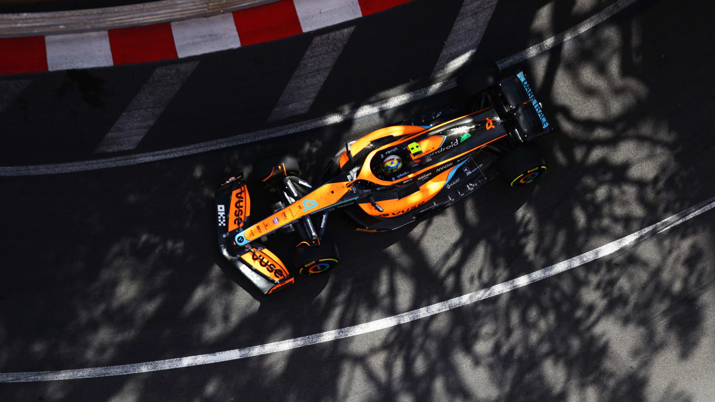 MONTE-CARLO, MONACO - MAY 27: Lando Norris of Great Britain driving the (4) McLaren MCL36 Mercedes on track during practice ahead of the F1 Grand Prix of Monaco at Circuit de Monaco on May 27, 2022 in Monte-Carlo, Monaco. (Photo by Dan Istitene - Formula 1/Formula 1 via Getty Images)