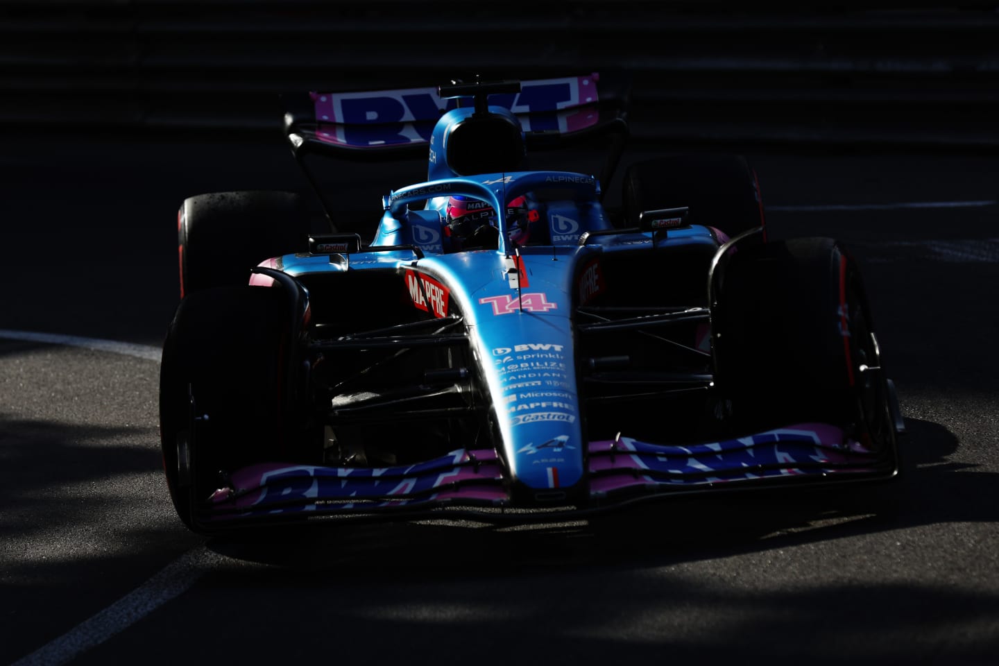 MONTE-CARLO, MONACO - MAY 27: Fernando Alonso of Spain driving the (14) Alpine F1 A522 Renault on track during practice ahead of the F1 Grand Prix of Monaco at Circuit de Monaco on May 27, 2022 in Monte-Carlo, Monaco. (Photo by Clive Rose/Getty Images)