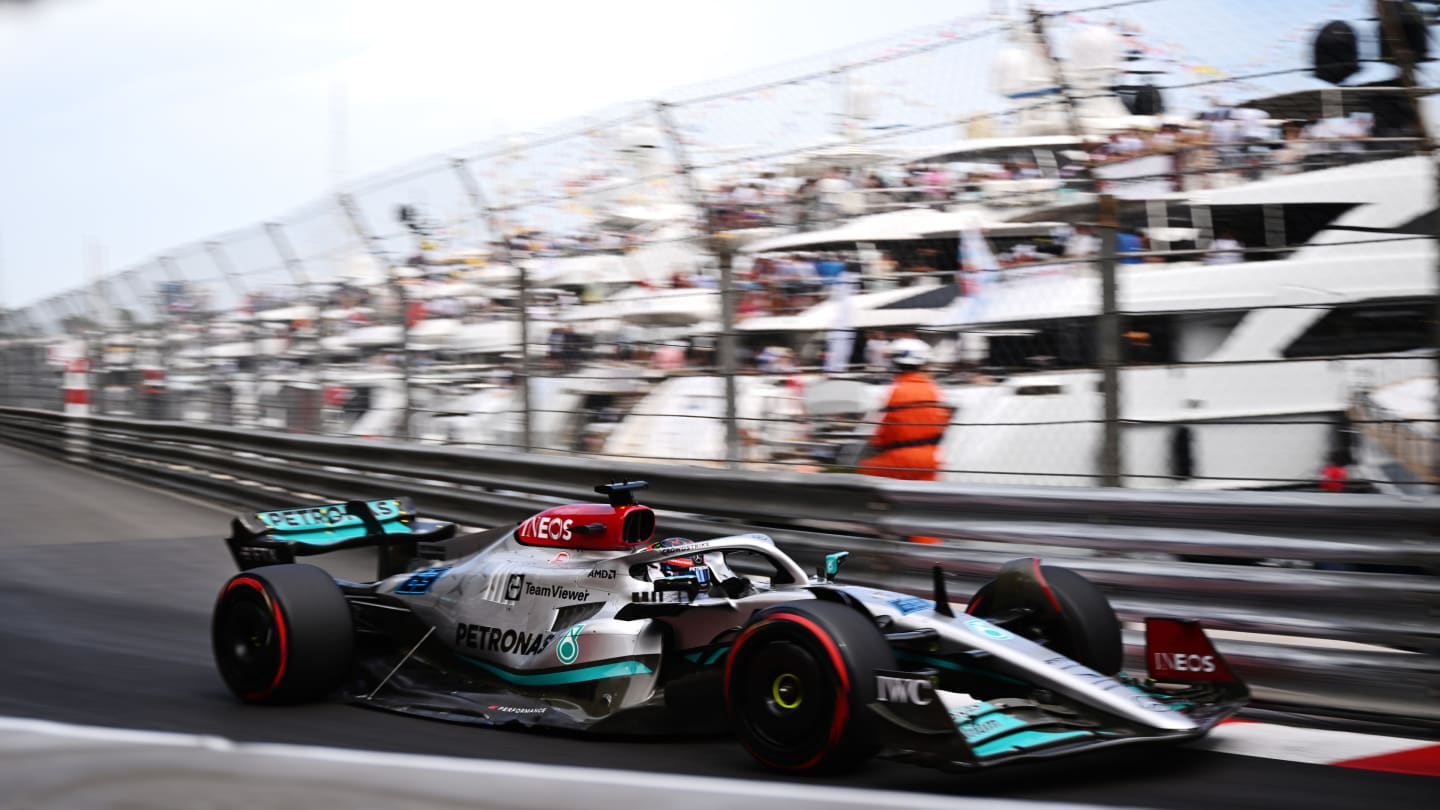 MONTE-CARLO, MONACO - MAY 28: George Russell of Great Britain driving the (63) Mercedes AMG