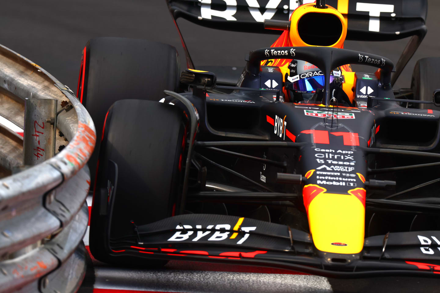 MONTE-CARLO, MONACO - MAY 28: Sergio Perez of Mexico driving the (11) Oracle Red Bull Racing RB18