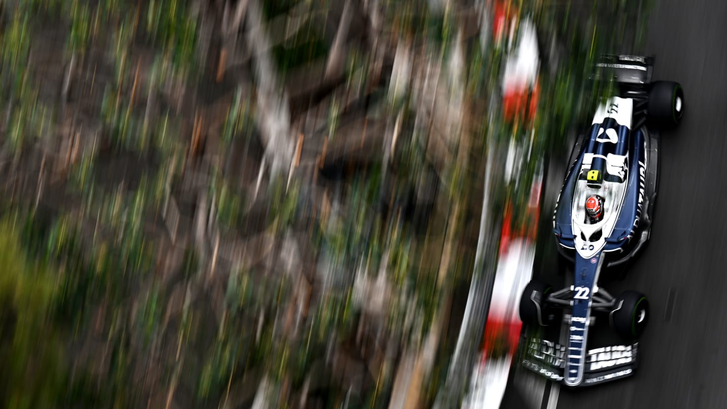 MONTE-CARLO, MONACO - MAY 29: Yuki Tsunoda of Japan driving the (22) Scuderia AlphaTauri AT03 on track during the F1 Grand Prix of Monaco at Circuit de Monaco on May 29, 2022 in Monte-Carlo, Monaco. (Photo by Clive Mason - Formula 1/Formula 1 via Getty Images)