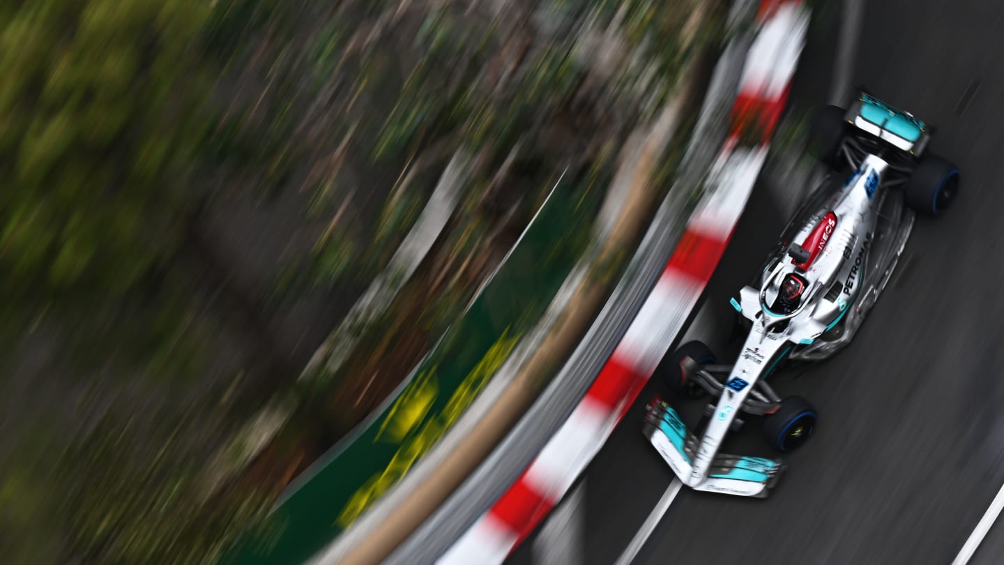 MONTE-CARLO, MONACO - MAY 29: George Russell of Great Britain driving the (63) Mercedes AMG Petronas F1 Team W13 on track during the F1 Grand Prix of Monaco at Circuit de Monaco on May 29, 2022 in Monte-Carlo, Monaco. (Photo by Clive Mason - Formula 1/Formula 1 via Getty Images)