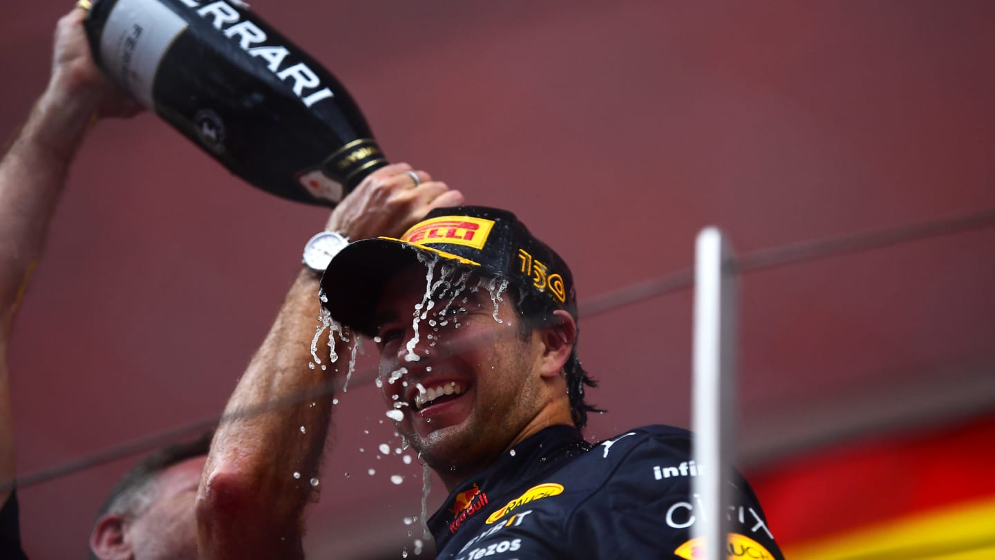 MONTE-CARLO, MONACO - MAY 29: Race winner Sergio Perez of Mexico and Oracle Red Bull Racing and