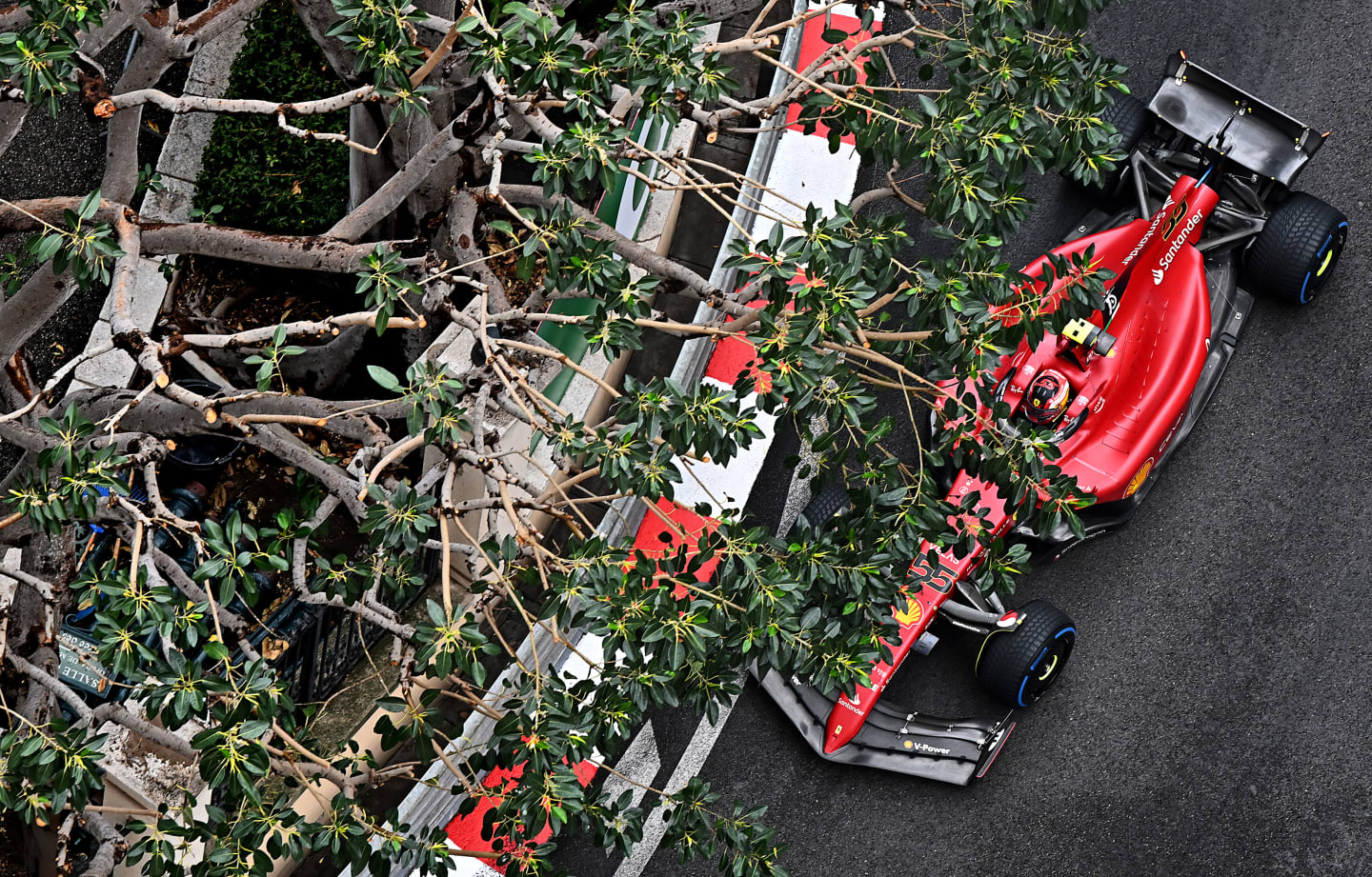 MONTE-CARLO, MONACO - MAY 29: Carlos Sainz of Spain driving (55) the Ferrari F1-75 on track during