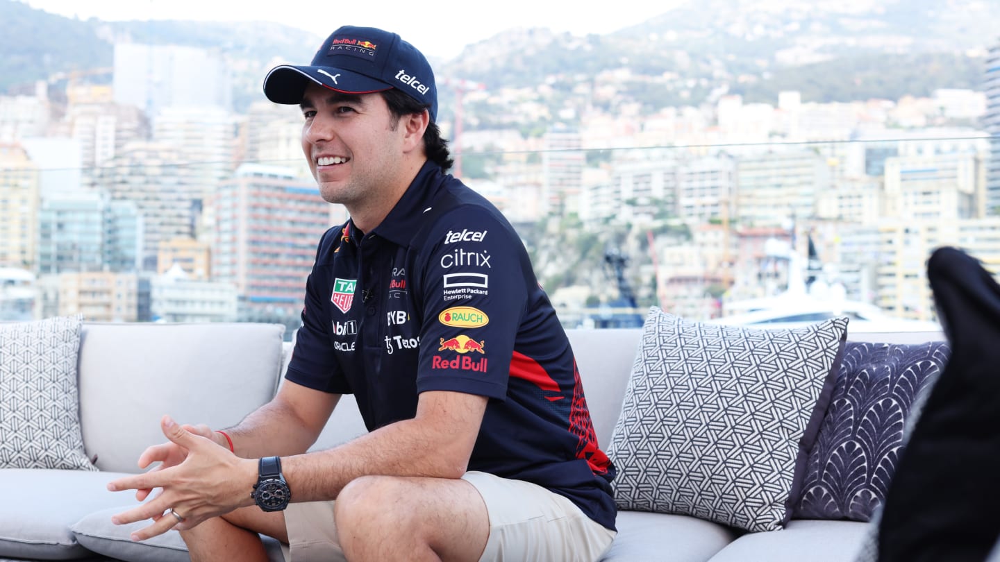 MONTE-CARLO, MONACO - MAY 26: Sergio Perez of Mexico and Oracle Red Bull Racing talks in the