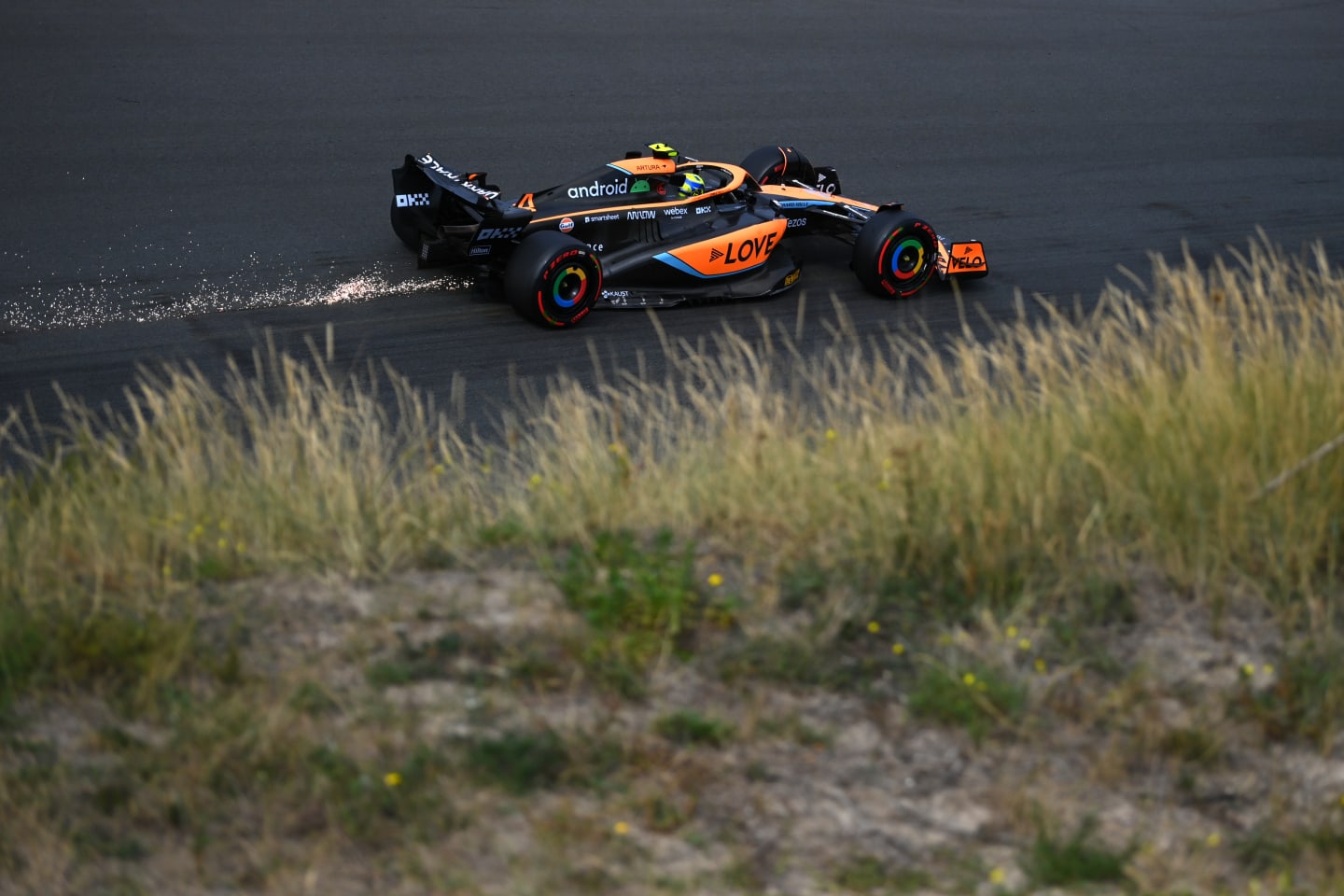 ZANDVOORT, NETHERLANDS - SEPTEMBER 02: Lando Norris of Great Britain driving the (4) McLaren MCL36 Mercedes on track during practice ahead of the F1 Grand Prix of The Netherlands at Circuit Zandvoort on September 02, 2022 in Zandvoort, Netherlands. (Photo by Dan Mullan/Getty Images)