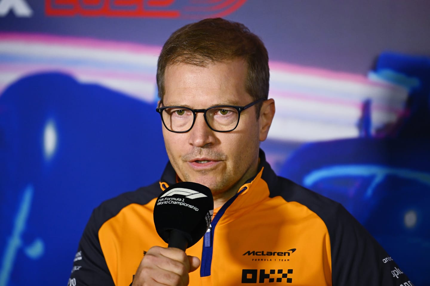 ZANDVOORT, NETHERLANDS - SEPTEMBER 03: McLaren Team Principal Andreas Seidl attends the Team Principals Press Conference prior to final practice ahead of the F1 Grand Prix of The Netherlands at Circuit Zandvoort on September 03, 2022 in Zandvoort, Netherlands. (Photo by Clive Mason/Getty Images)