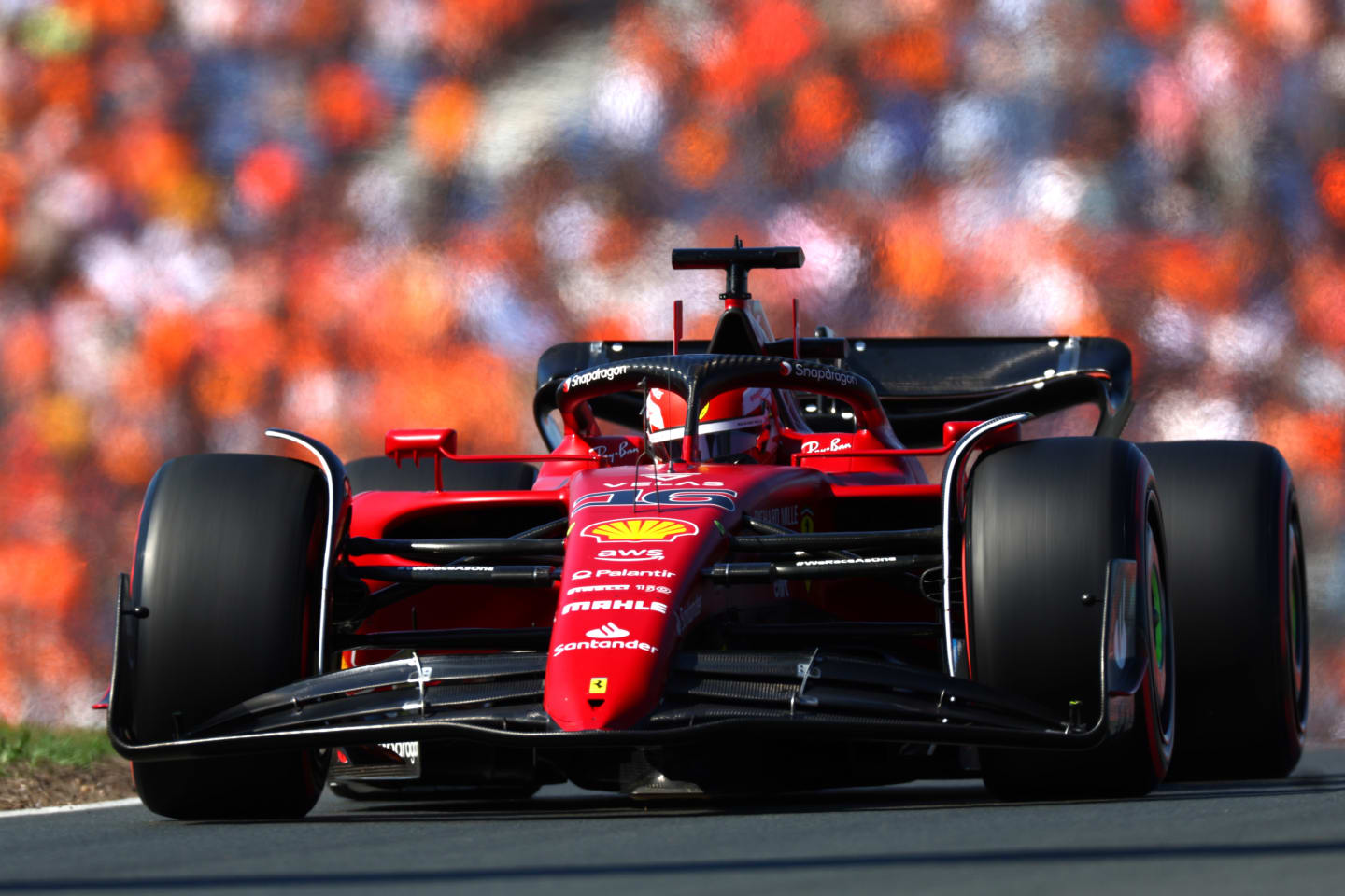 ZANDVOORT, NETHERLANDS - SEPTEMBER 03: Charles Leclerc of Monaco driving the (16) Ferrari F1-75 on