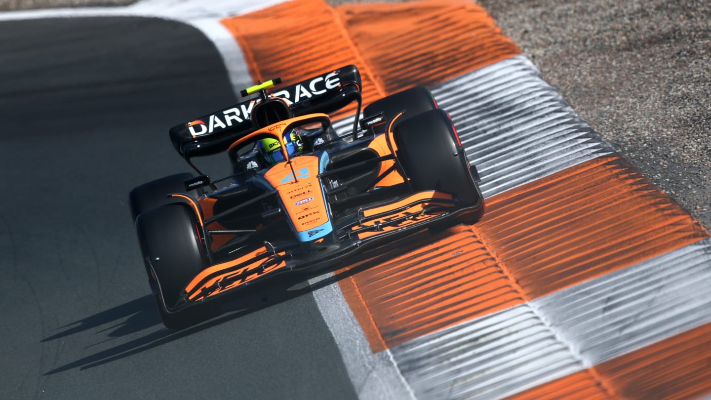 ZANDVOORT, NETHERLANDS - SEPTEMBER 03: Lando Norris of Great Britain driving the (4) McLaren MCL36 Mercedes on track during qualifying ahead of the F1 Grand Prix of The Netherlands at Circuit Zandvoort on September 03, 2022 in Zandvoort, Netherlands. (Photo by Joe Portlock - Formula 1/Formula 1 via Getty Images)